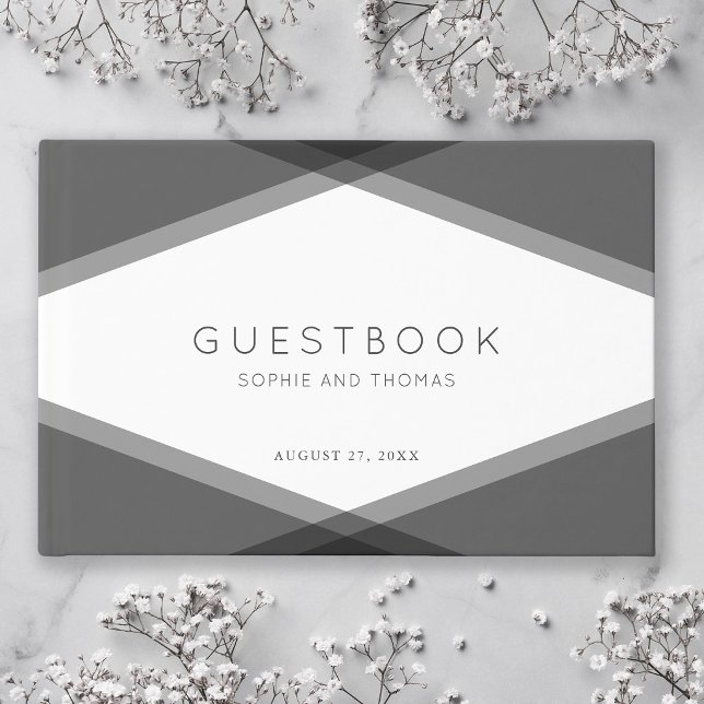 Grey Layered Geometric Modern Wedding Guest Book (Creator Uploaded)