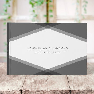 Grey Layered Geometric Wedding Guest Book