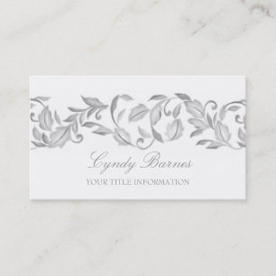 Grey Leafy Scroll Business Card