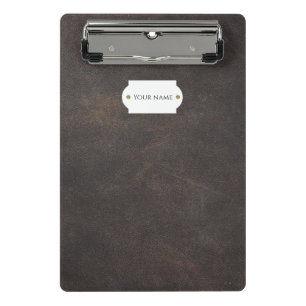Grey leather mini clipboard