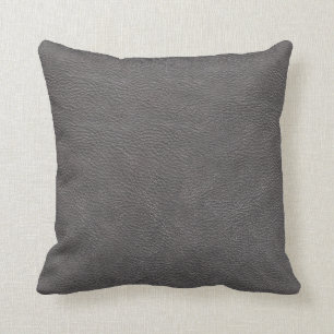 Grey Leather Print Texture Pattern Cushion