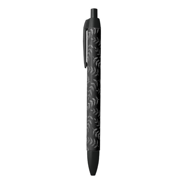 Grey leaves pattern on black ink pen (Top (Vertical))