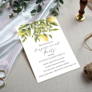 Grey   Lemons and Foliage Wedding Engagement Party Invitation