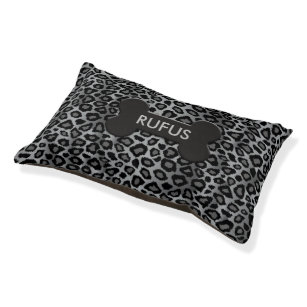 Grey Leopard Animal Pattern Pet Bed
