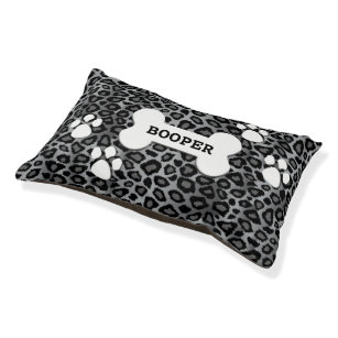 Grey Leopard Animal Print  Pet Bed