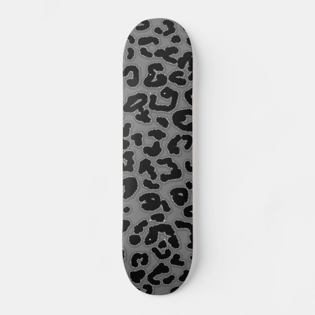 Grey Leopard Animal Print Skateboard (Front)