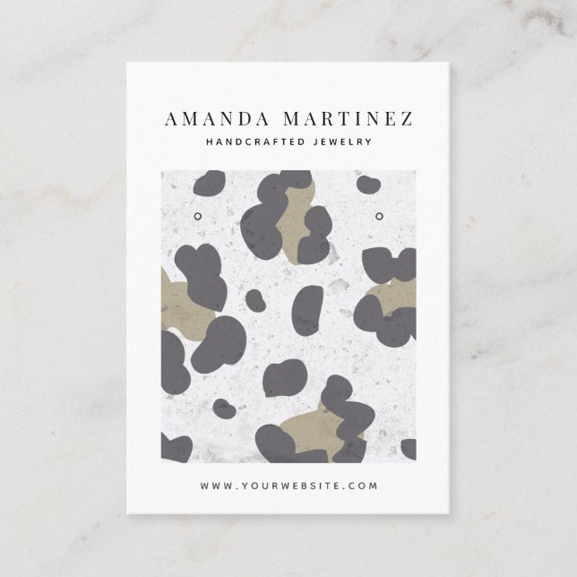 Grey Leopard Pattern Earring Display Business Card (Front)