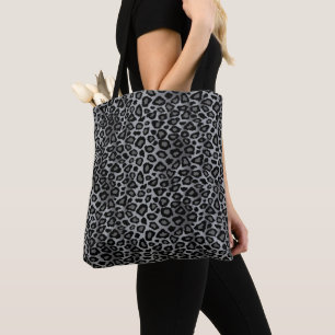 Grey Leopard Pattern Tote Bag