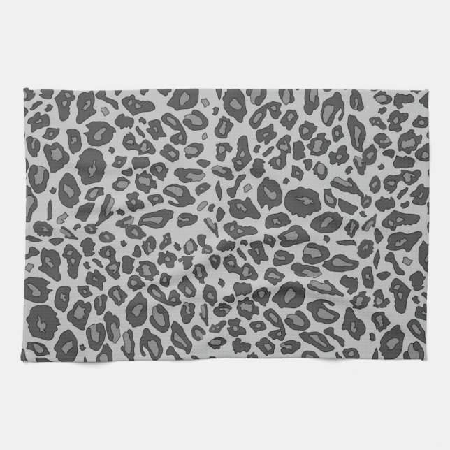 Grey leopard print tea towel (Horizontal)