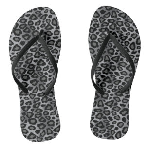 Grey Leopard Skin Pattern Print Jandals