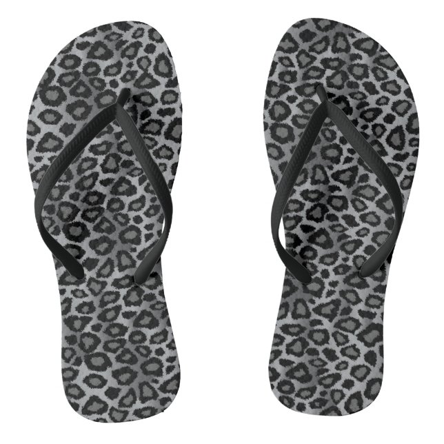 Grey Leopard Skin Pattern Print Jandals (Footbed)
