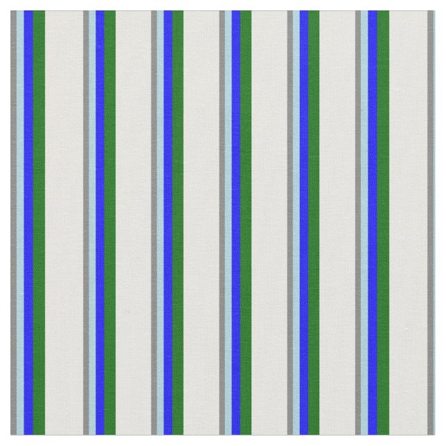 Grey, Light Blue, Blue, Dark Green & Mint Cream Fabric (Close Up)