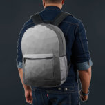Grey light Gradient Geometric Mesh Pattern Printed Backpack<br><div class="desc">Grey Gradient Geometric Mesh Pattern Printed Backpack. Cool fashion accessory bag for everyone. Grey Triangle geometric mesh with light to dark ombre gradient design.</div>