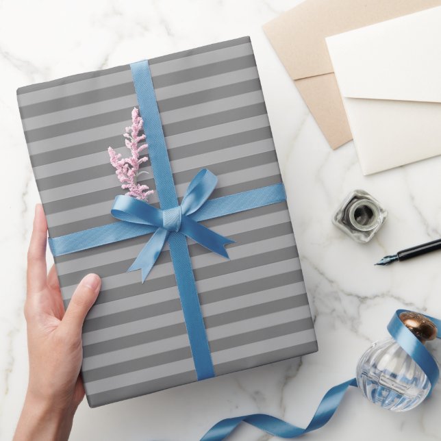 Grey & Light Grey Stripes Wrapping Paper (Gifting)