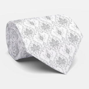 grey , light grey , white and greydamask pattern  tie
