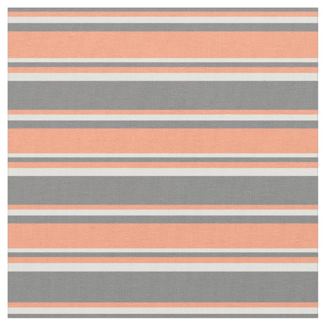 Grey, Light Salmon, and Light Yellow Lines Fabric (Close Up)