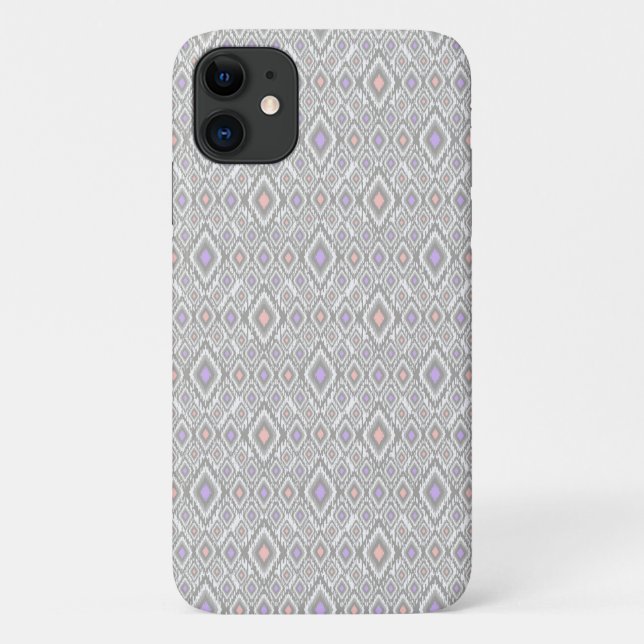 Grey, lilac, coral, diamonds on a white Case-Mate iPhone case (Back)