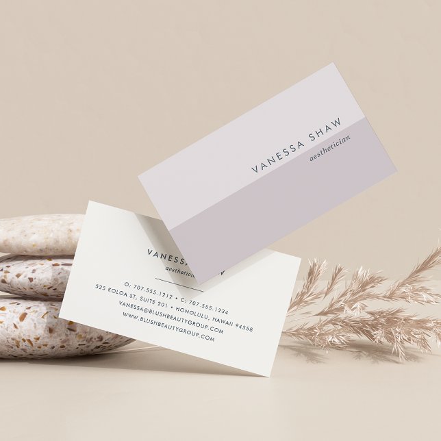 Grey Lilac | Modern Colorblock Business Card (Creator Uploaded)