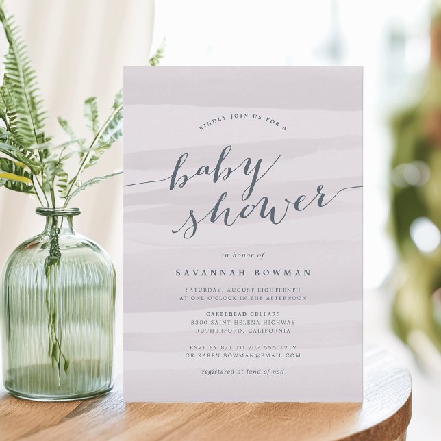 Grey Lilac Watercolor Baby Shower Invitation (Creator Uploaded)