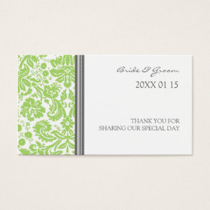 Grey Lime Damask Wedding Favour Tags
