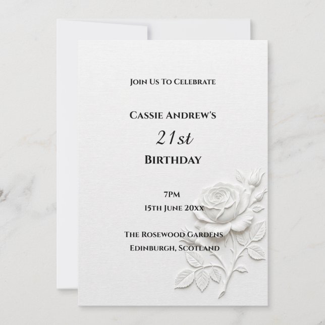 Grey Line Art Milestone Birthday Invitation (Front)