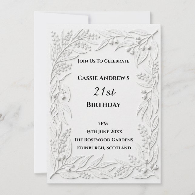 Grey Line Art Milestone Birthday Invitation (Front)