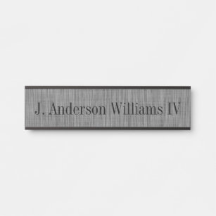 Grey Lined Name Plate Desk Door Wall Cubical Sign