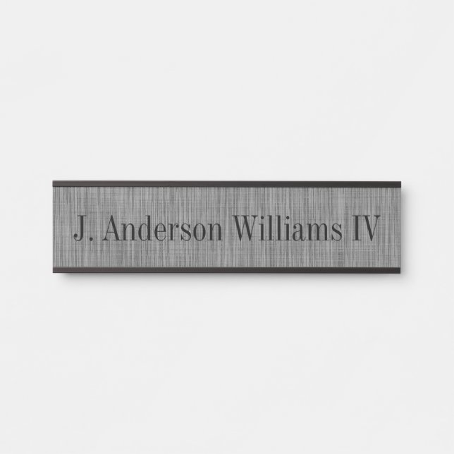 Grey Lined Name Plate Desk Door Wall Cubical Sign (Front)