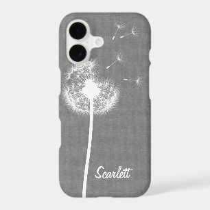 Grey Linen Dandelion Monogrammed iPhone 7 Plus