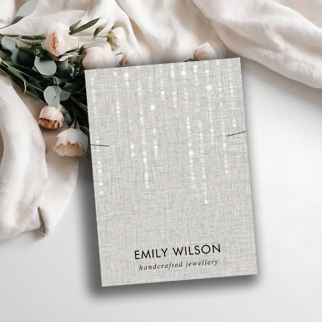 GREY LINEN LIGHT STRINGS NECKLACE BAND DISPLAY  BUSINESS CARD (Creator Uploaded)