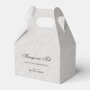 Grey linen Simple Script Hangover Recovery Kit Favour Box