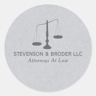 Grey Linen Texture & Grey Justice Scale Classic Round Sticker