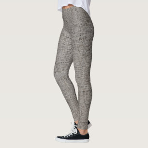 Grey Linen Texture Leggings