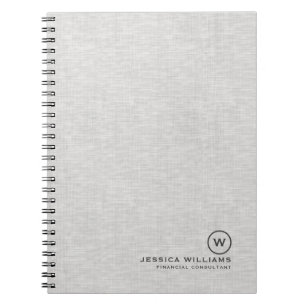 Grey linen texture simple black typography notebook