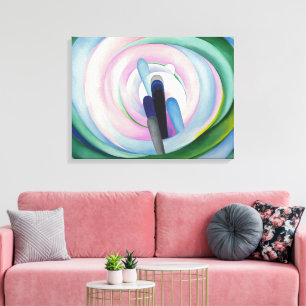 Grey Lines w Black, Blue and Yellow O'Keeffe Canvas Print
