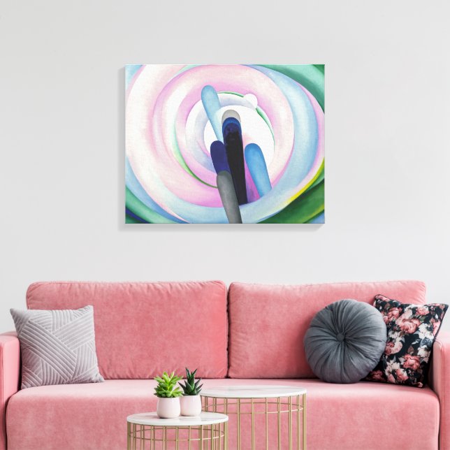 Grey Lines w Black, Blue and Yellow | O'Keeffe | Canvas Print (Insitu(LivingRoom))