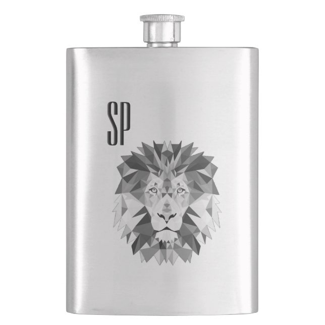Grey Lion Monogram Hip Flask (Front)