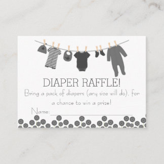Grey Little Clothes Diaper Raffle Tickets Enclosure Card