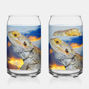 Grey Lizard at sunset Can Glass