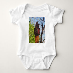 grey lizard on worn wood baby bodysuit