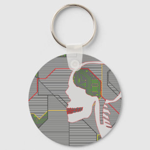 grey logicskull key ring