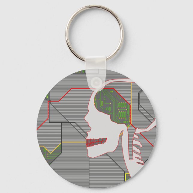 grey logicskull key ring (Front)