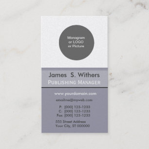 Grey Logo Initials Monogram  Designer Business Card
