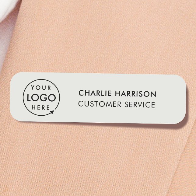 Grey Logo | Modern Business Employee Staff Name Tag (Creator Uploaded)