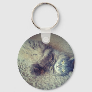 Grey Long-Haired Cat-Instagram by Shirley Taylor Key Ring