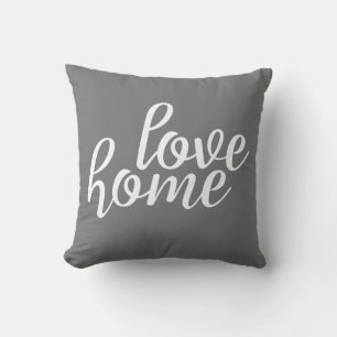 Grey Love Home Script Cushion