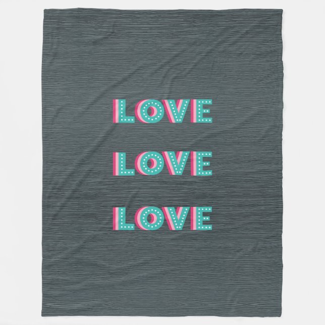 Grey Love Marquee Design Fleece Blanket (Front)