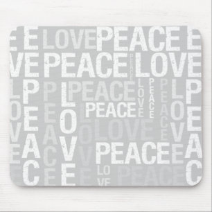 Grey Love Peace Typography Mouse Pad