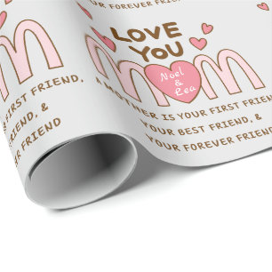 Grey Love You Mum Wrapping Paper