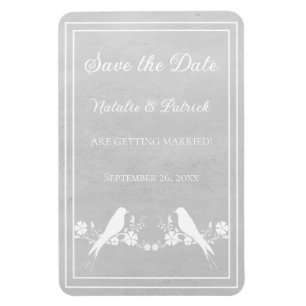 Grey Lovebird Floral Save the Date Magnet